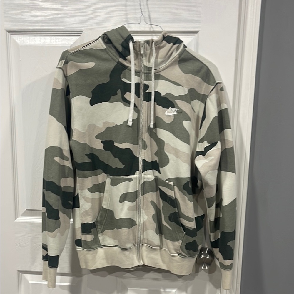 Nike Camo Zip Hoodie - Green & Cream